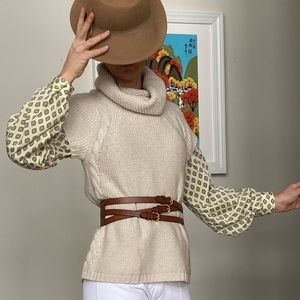 Butter yellow and blue print blouse